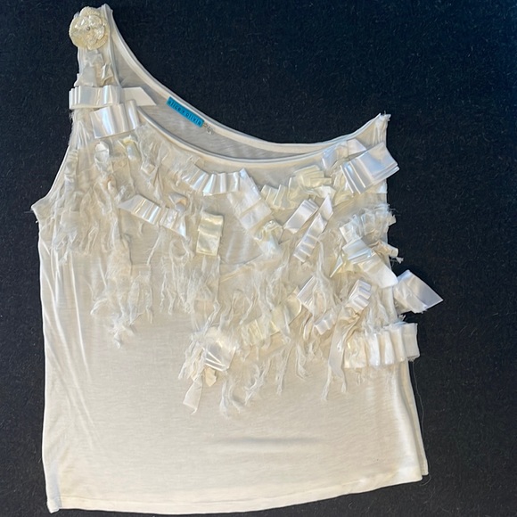 Alice & Olivia one-shoulder embellished top - Picture 1 of 5